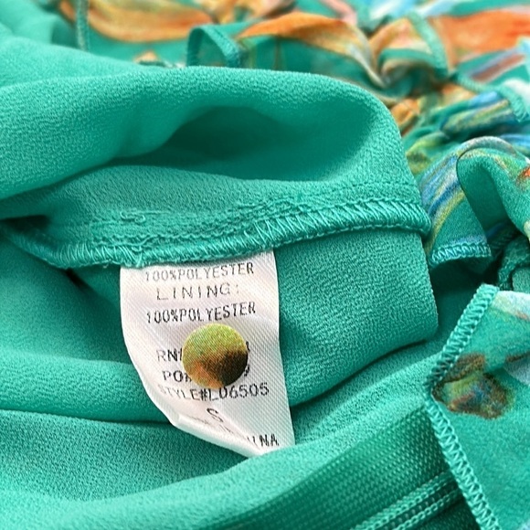 New B. Dainty Polyester Floral Green Cut Out Back Long Sleeve Babydoll Dress - Picture 12 of 13